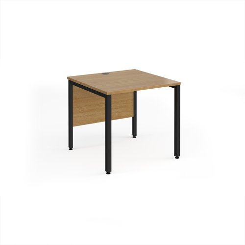 Maestro 25 straight desk 800mm x 800mm - black bench leg frame Oak Top - MB8KO