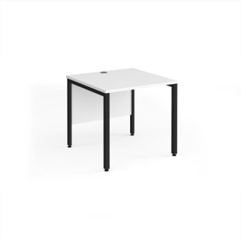 Maestro 25 straight desk 800mm x 800mm - black bench leg frame White Top - MB8KWH