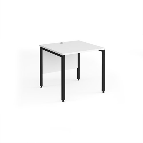 Maestro 25 straight desk 800mm x 800mm - black bench leg frame White Top - MB8KWH