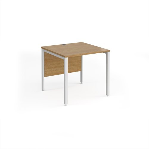 Maestro 25 straight desk 800mm x 800mm - white bench leg frame Oak Top - MB8WHO