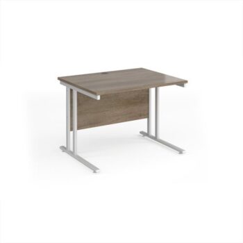 Maestro 25 straight desk 1000mm x 800mm - white cantilever leg frame Nebraska Oak Top - MC10WHNO