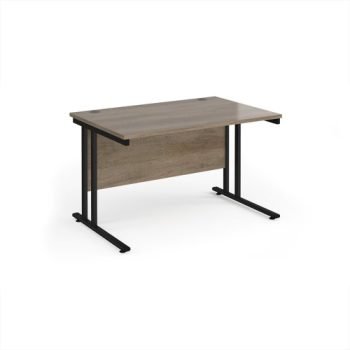 Maestro 25 straight desk 1200mm x 800mm - black cantilever leg frame Nebraska Oak Top - MC12KNO