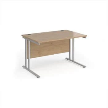 Maestro 25 straight desk 1200mm x 800mm - silver cantilever leg frame Kendal Oak Top - MC12SKO