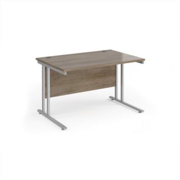 Maestro 25 straight desk 1200mm x 800mm - silver cantilever leg frame Nebraska Oak Top - MC12SNO