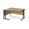 Maestro 25 left hand ergonomic desk 1400mm wide - black cantilever leg frame Kendal Oak Top - MC14ELKKO