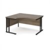 Maestro 25 left hand ergonomic desk 1400mm wide - black cantilever leg frame Nebraska Oak Top - MC14ELKNO