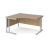 Maestro 25 left hand ergonomic desk 1400mm wide - silver cantilever leg frame Kendal Oak Top - MC14ELSKO