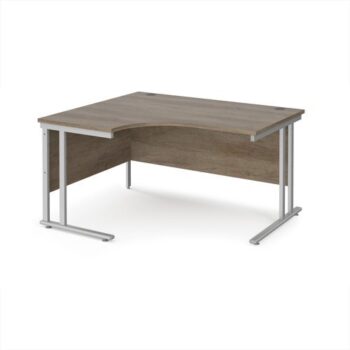 Maestro 25 left hand ergonomic desk 1400mm wide - silver cantilever leg frame Nebraska Oak Top - MC14ELSNO