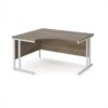 Maestro 25 left hand ergonomic desk 1400mm wide - white cantilever leg frame Nebraska Oak Top - MC14ELWHNO