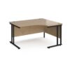 Maestro 25 right hand ergonomic desk 1400mm wide - black cantilever leg frame Kendal Oak Top - MC14ERKKO