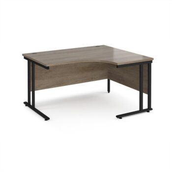 Maestro 25 right hand ergonomic desk 1400mm wide - black cantilever leg frame Nebraska Oak Top - MC14ERKNO