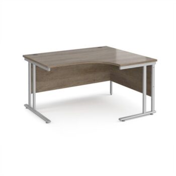 Maestro 25 right hand ergonomic desk 1400mm wide - silver cantilever leg frame Nebraska Oak Top - MC14ERSNO