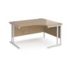 Maestro 25 right hand ergonomic desk 1400mm wide - white cantilever leg frame Kendal Oak Top - MC14ERWHKO