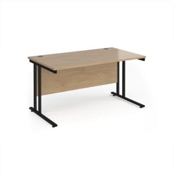 Maestro 25 straight desk 1400mm x 800mm - black cantilever leg frame Kendal Oak Top - MC14KKO