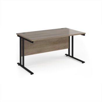 Maestro 25 straight desk 1400mm x 800mm - black cantilever leg frame Nebraska Oak Top - MC14KNO