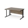 Maestro 25 left hand wave desk 1400mm wide - black cantilever leg frame Nebraska Oak Top - MC14WLKNO