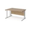 Maestro 25 left hand wave desk 1400mm wide - silver cantilever leg frame Kendal Oak Top - MC14WLSKO