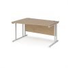 Maestro 25 left hand wave desk 1400mm wide - white cantilever leg frame Kendal Oak Top - MC14WLWHKO
