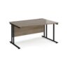 Maestro 25 right hand wave desk 1400mm wide - black cantilever leg frame Nebraska Oak Top - MC14WRKNO