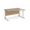 Maestro 25 right hand wave desk 1400mm wide - silver cantilever leg frame Kendal Oak Top - MC14WRSKO