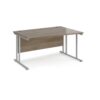 Maestro 25 right hand wave desk 1400mm wide - silver cantilever leg frame Nebraska Oak Top - MC14WRSNO