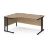 Maestro 25 left hand ergonomic desk 1600mm wide - black cantilever leg frame Kendal Oak Top - MC16ELKKO