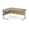 Maestro 25 left hand ergonomic desk 1600mm wide - silver cantilever leg frame Kendal Oak Top - MC16ELSKO