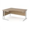 Maestro 25 left hand ergonomic desk 1600mm wide - white cantilever leg frame Kendal Oak Top - MC16ELWHKO