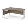Maestro 25 left hand ergonomic desk 1600mm wide - white cantilever leg frame Nebraska Oak Top - MC16ELWHNO