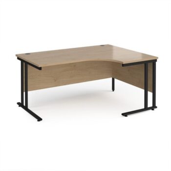 Maestro 25 right hand ergonomic desk 1600mm wide - black cantilever leg frame Kendal Oak Top - MC16ERKKO