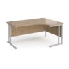 Maestro 25 right hand ergonomic desk 1600mm wide - silver cantilever leg frame Kendal Oak Top - MC16ERSKO