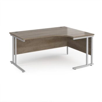 Maestro 25 right hand ergonomic desk 1600mm wide - silver cantilever leg frame Nebraska Oak Top - MC16ERSNO