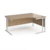 Maestro 25 right hand ergonomic desk 1600mm wide - white cantilever leg frame Kendal Oak Top - MC16ERWHKO