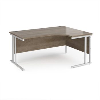 Maestro 25 right hand ergonomic desk 1600mm wide - white cantilever leg frame Nebraska Oak Top - MC16ERWHNO