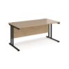 Maestro 25 straight desk 1600mm x 800mm - black cantilever leg frame Kendal Oak Top - MC16KKO
