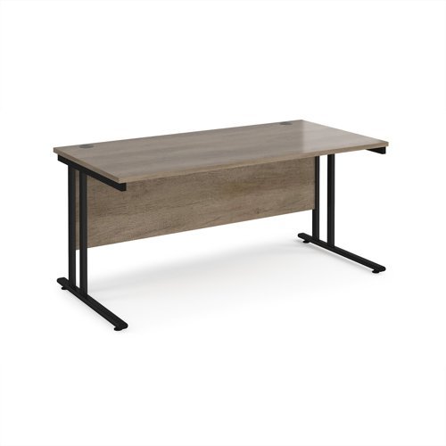 Maestro 25 straight desk 1600mm x 800mm - black cantilever leg frame Nebraska Oak Top - MC16KNO
