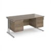 Maestro 25 straight desk 1600mm x 800mm with two x 2 drawer pedestals - silver cantilever leg frame Nebraska Oak Top - MC16P22SNO