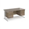 Maestro 25 straight desk 1600mm x 800mm with two x 2 drawer pedestals - white cantilever leg frame Nebraska Oak Top - MC16P22WHNO
