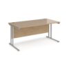 Maestro 25 straight desk 1600mm x 800mm - silver cantilever leg frame Kendal Oak Top - MC16SKO