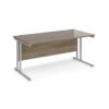 Maestro 25 straight desk 1600mm x 800mm - silver cantilever leg frame Nebraska Oak Top - MC16SNO