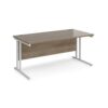 Maestro 25 straight desk 1600mm x 800mm - white cantilever leg frame Nebraska Oak Top - MC16WHNO