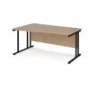 Maestro 25 left hand wave desk 1600mm wide - black cantilever leg frame Kendal Oak Top - MC16WLKKO