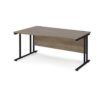 Maestro 25 left hand wave desk 1600mm wide - black cantilever leg frame Nebraska Oak Top - MC16WLKNO