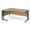 Maestro 25 left hand ergonomic desk 1800mm wide - black cantilever leg frame Kendal Oak Top - MC18ELKKO