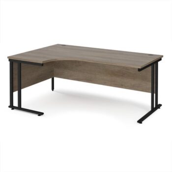 Maestro 25 left hand ergonomic desk 1800mm wide - black cantilever leg frame Nebraska Oak Top - MC18ELKNO