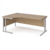 Maestro 25 left hand ergonomic desk 1800mm wide - silver cantilever leg frame Kendal Oak Top - MC18ELSKO
