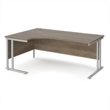 Maestro 25 left hand ergonomic desk 1800mm wide - silver cantilever leg frame Nebraska Oak Top - MC18ELSNO