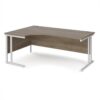 Maestro 25 left hand ergonomic desk 1800mm wide - white cantilever leg frame Nebraska Oak Top - MC18ELWHNO