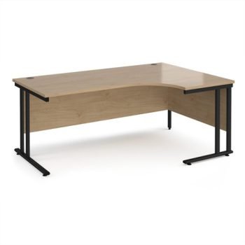 Maestro 25 right hand ergonomic desk 1800mm wide - black cantilever leg frame Kendal Oak Top - MC18ERKKO