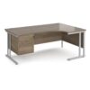 Maestro 25 right hand ergonomic desk 1800mm wide with 2 drawer pedestal - silver cantilever leg frame Nebraska Oak Top - MC18ERP2SNO